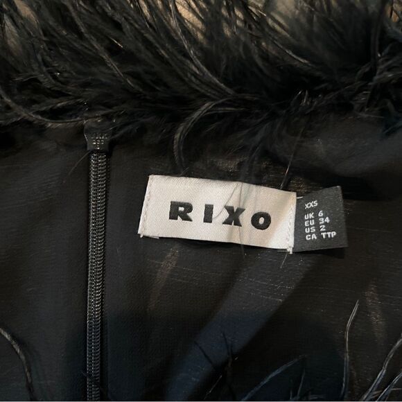 New Rixofloral-print feather-trim dress Sz-2 USA - Picture 12 of 15